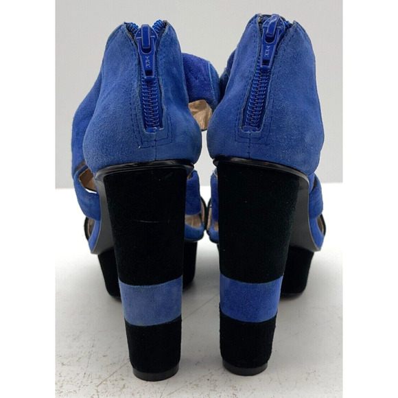 BCBG Cherry 2x Black Blue Paris Suede Platform Heels Size 6 1/2 B / 36 1/2 - Picture 4 of 11